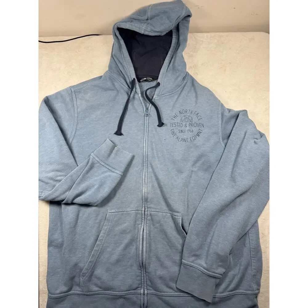 The North Face Mens XL Full Zip Hoodie Blue Tested & Proven Alpine Equipment